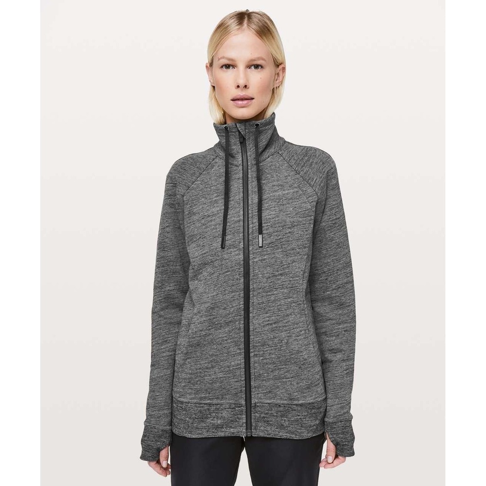Lululemon Huddle & Hustle Jacket Women 10 Dark Gray Heathered Core Sporty Active
